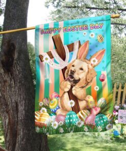 Golden Retriever Flag Jesus Cross Happy Easter Bunny BNL462Fv1