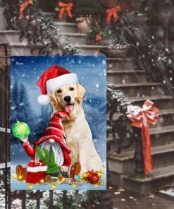 golden retriever gnome christmas flag 1161