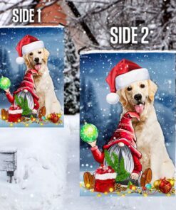 golden retriever gnome christmas flag 3865