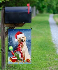 golden retriever gnome christmas flag 6645