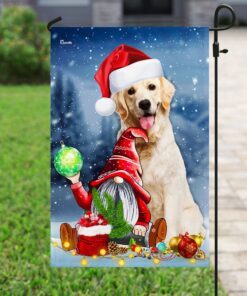 golden retriever gnome christmas flag 8989