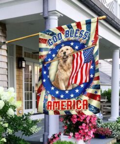 Golden Retriever God Bless America 4th Of July Flag QNK833Fv3