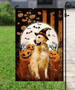 golden retriever happy halloween flag 1299