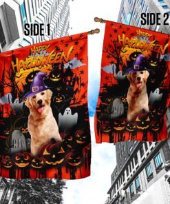 golden retriever happy halloween flag 1397
