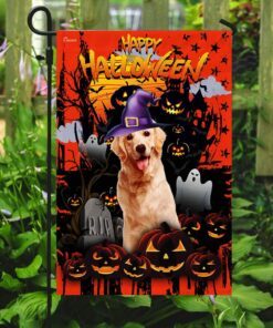 golden retriever happy halloween flag 3500