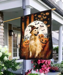 golden retriever happy halloween flag 3553