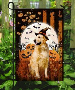 golden retriever happy halloween flag 3737
