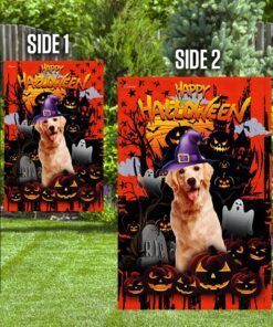 golden retriever happy halloween flag 4541