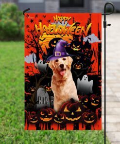 golden retriever happy halloween flag 5848
