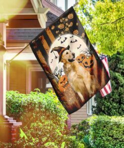 golden retriever happy halloween flag 6323