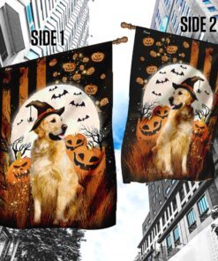 golden retriever happy halloween flag 6904