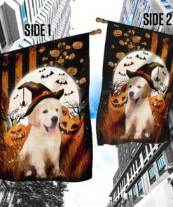 golden retriever happy halloween flag 7723