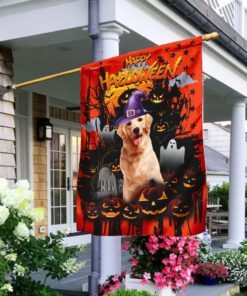 golden retriever happy halloween flag 7854