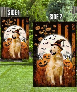 golden retriever happy halloween flag 7960