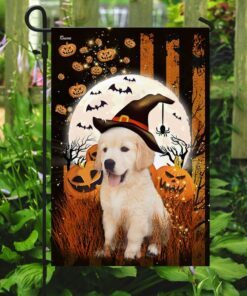 golden retriever happy halloween flag 8184