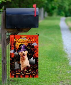 golden retriever happy halloween flag 8593
