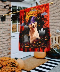 Golden Retriever Happy Halloween Flag