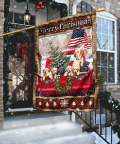 Golden Retriever Merry Christmas Flag