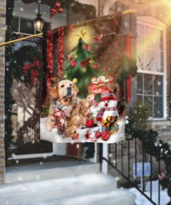 Golden Retriever Merry Christmas Flag