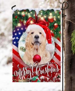 golden retriever merry christmas flag thh3463fv1 8745