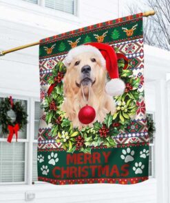 Golden Retriever Merry Christmas Flag THH3484F