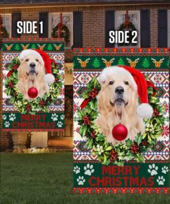 golden retriever merry christmas flag thh3484f 6450