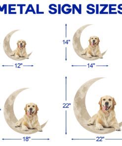 golden retriever on the moon hanging metal sign qnk1012msv2 1371