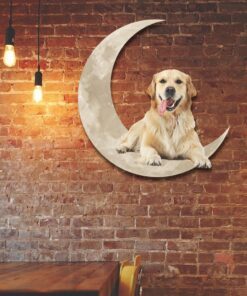 Golden Retriever On The Moon Hanging Metal sign QNK1012MSv2