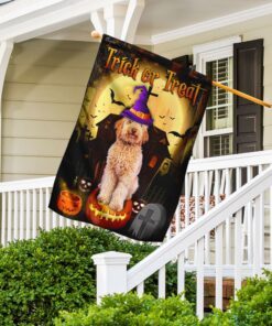 goldendoodle halloween trick or treat flag 3159