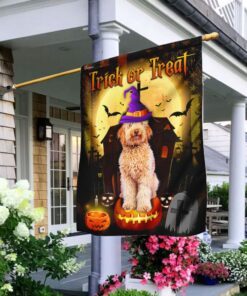 goldendoodle halloween trick or treat flag 3860