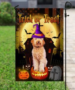 goldendoodle halloween trick or treat flag 5026