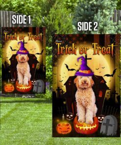 goldendoodle halloween trick or treat flag 6060