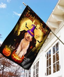 goldendoodle halloween trick or treat flag 7638