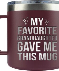 Grandma Gifts - Grandpa Gifts from Granddaughter - Christmas Gifts for Grandparent from Grandchildren - Great Grandpa Birthday Gifts - Grandma Tumbler Birthday Gifts from Kids - 14 oz Mug, Dark Red