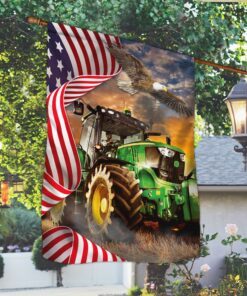 green tractor american flag lha1744f 7517