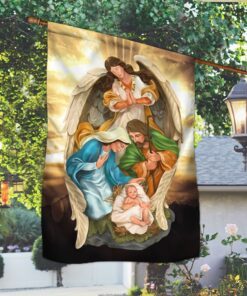 guardian angel with holy family christmas flag qnk1020f 1300