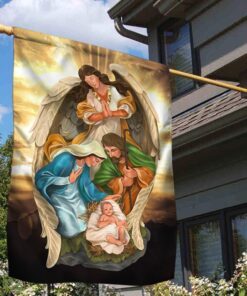 guardian angel with holy family christmas flag qnk1020f 4327