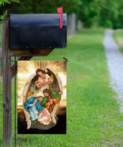 guardian angel with holy family christmas flag qnk1020f 6624
