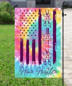hair hustler floral tie dye flag 8293