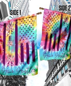 hair hustler floral tie dye flag 8435