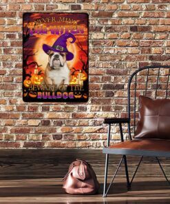 halloween. beware of the bulldog hanging metal sign thb2504msv10 1161