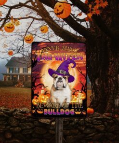 Halloween. Beware Of The Bulldog Hanging Metal Sign THB2504MSv10