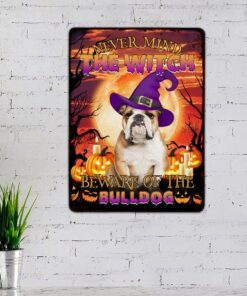 halloween. beware of the bulldog hanging metal sign thb2504msv10 8449
