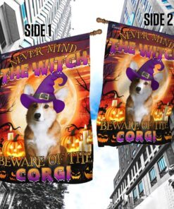 halloween. beware of the corgi flag 4865