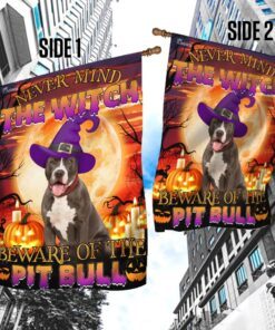 halloween. beware of the pit bull flag 1616