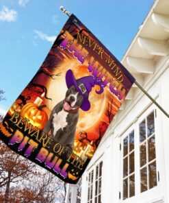 halloween. beware of the pit bull flag 4444