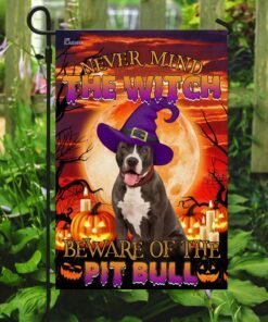 halloween. beware of the pit bull flag 5583