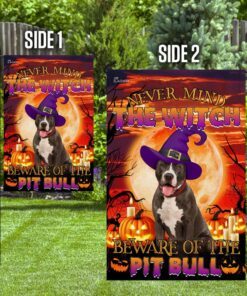 halloween. beware of the pit bull flag 6089
