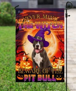 halloween. beware of the pit bull flag 7963