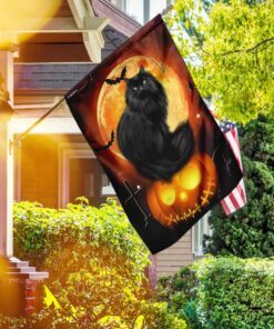 halloween black cat pumpkin flag 2995